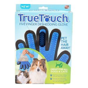 True Touch Dog & Cat Five Finger Deshedding Glove Pet The Hair Away New